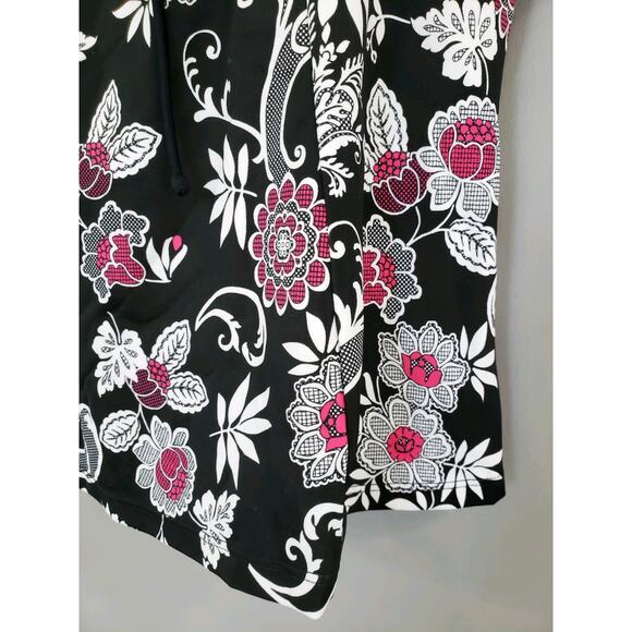 NEW Catherine's 16W Tankini Swim Top Shirt Tropical Plus Size Black Vacation - Picture 3 of 6